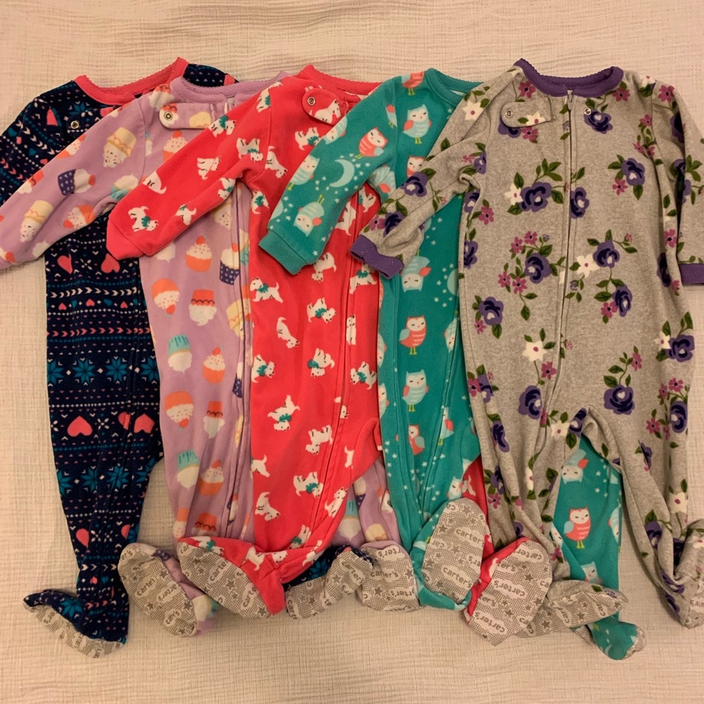 5 fleece sleepers baby girl - 12 month